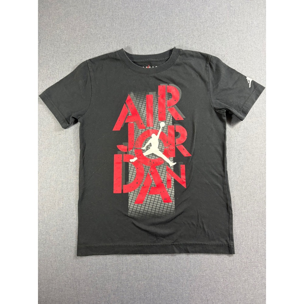 Jordan Boys Jumpman Air Graphic T-Shirt Black Red White Size M 10-12 C831-023